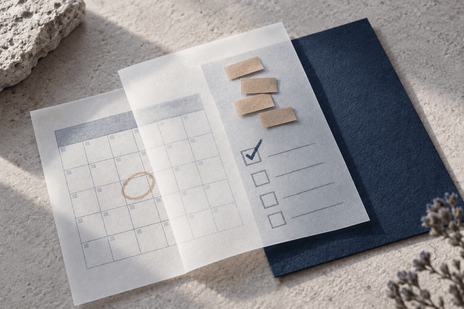 An October calendar considered alongside four issue flags and a review checklist
